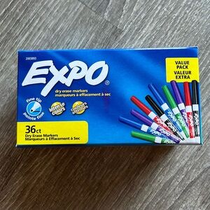 EXPO Dry Erase Markers, Low Odor Ink, Assorted Colors, Fine Tip, 36 Count
